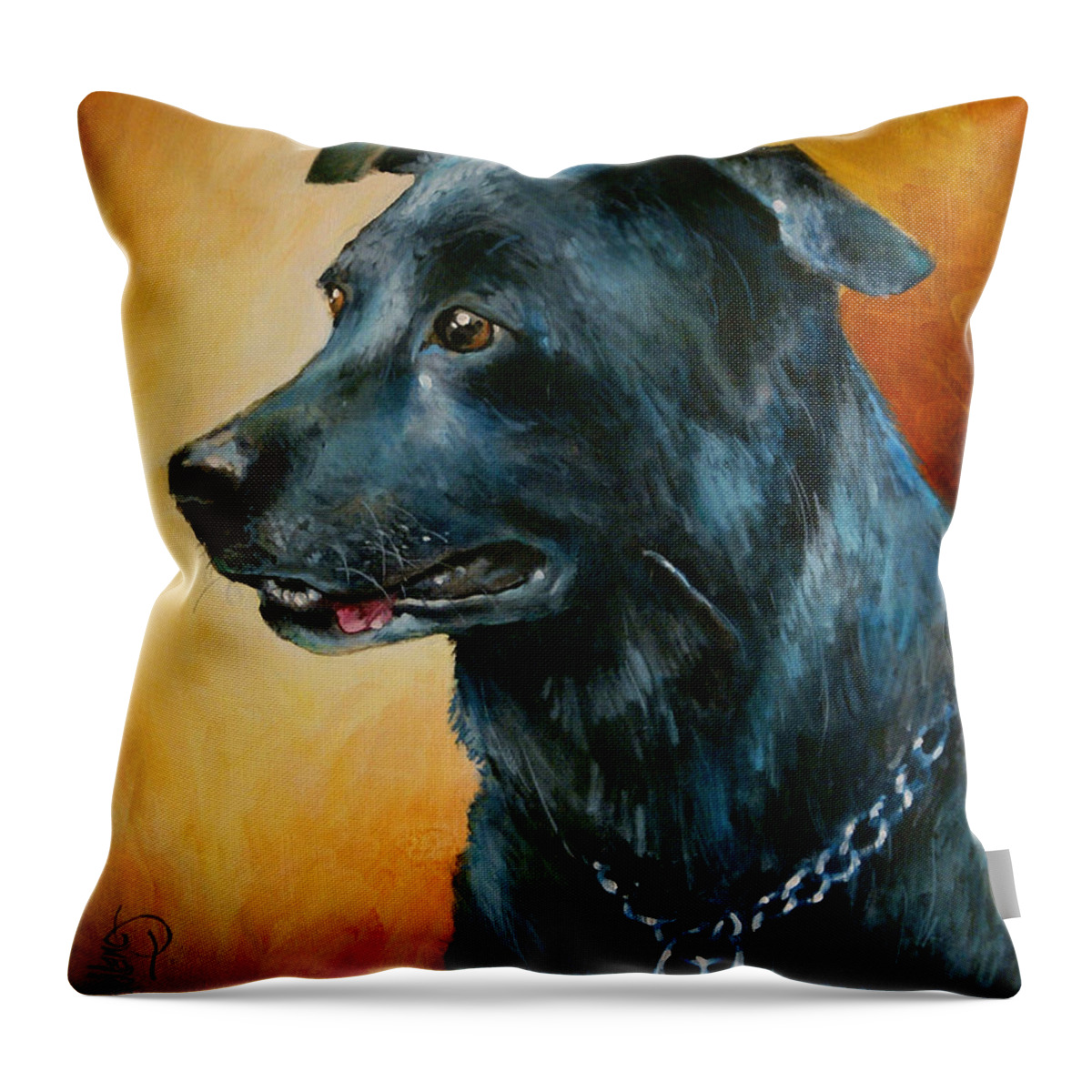 Pets Throw Pillow featuring the painting 'Beaux' by Michael Lang