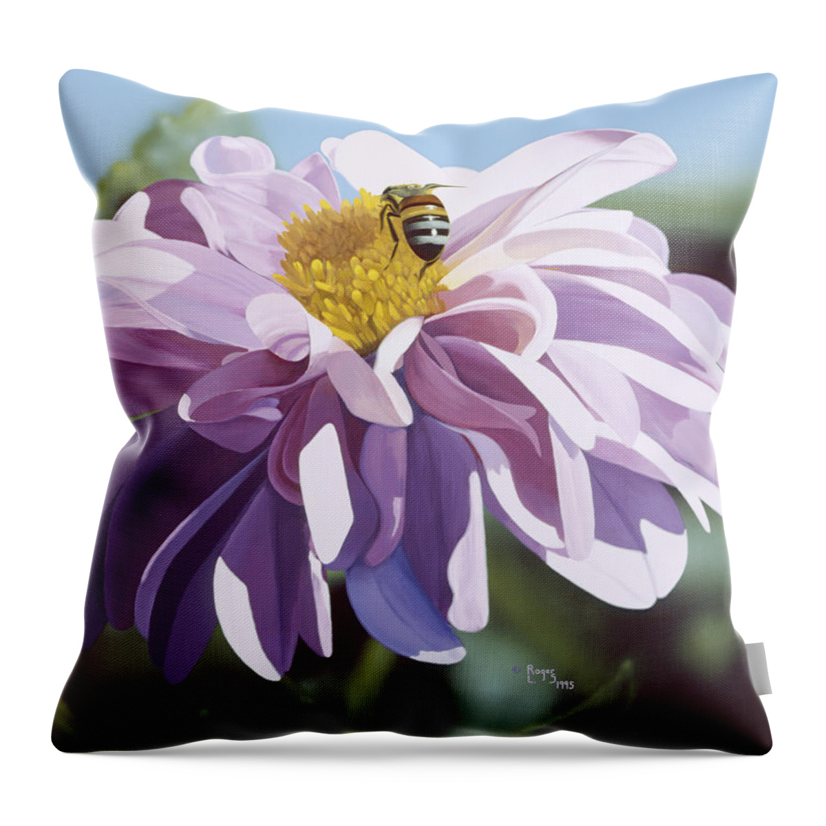 Bee Throw Pillow featuring the painting Bee by Roger Snyder
