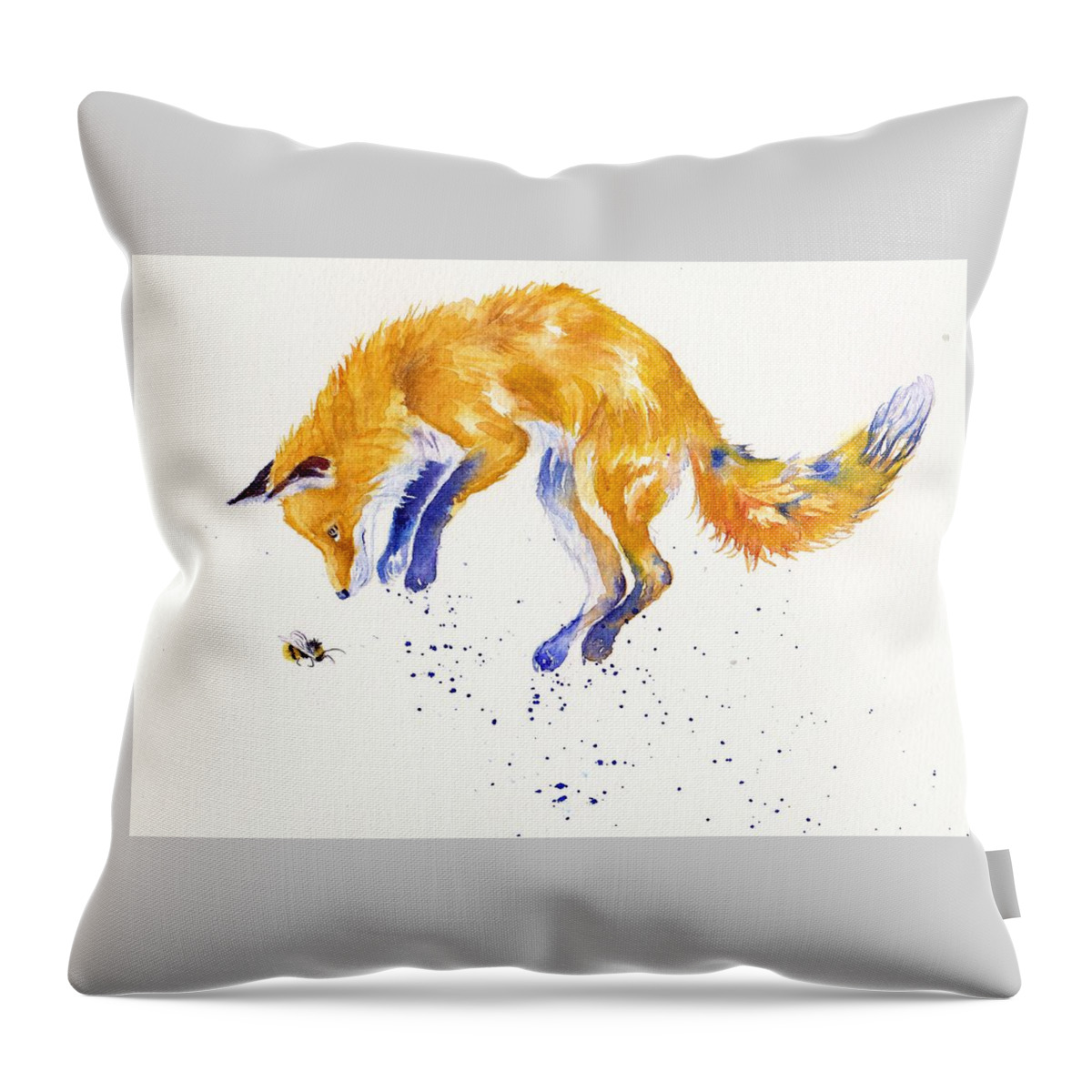 Fox Throw Pillow featuring the painting Bee Springy by Debra Hall