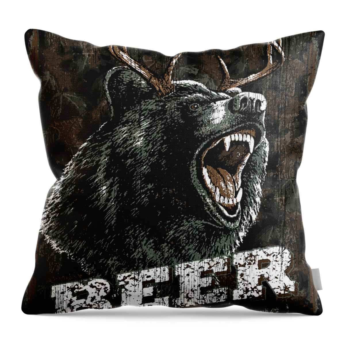 Robert Schmidt Throw Pillow featuring the painting Beer Bear by JQ Licensing