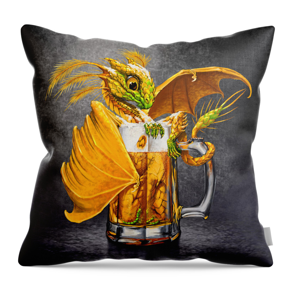 Dragon Throw Pillow featuring the digital art Beer Dragon by Stanley Morrison
