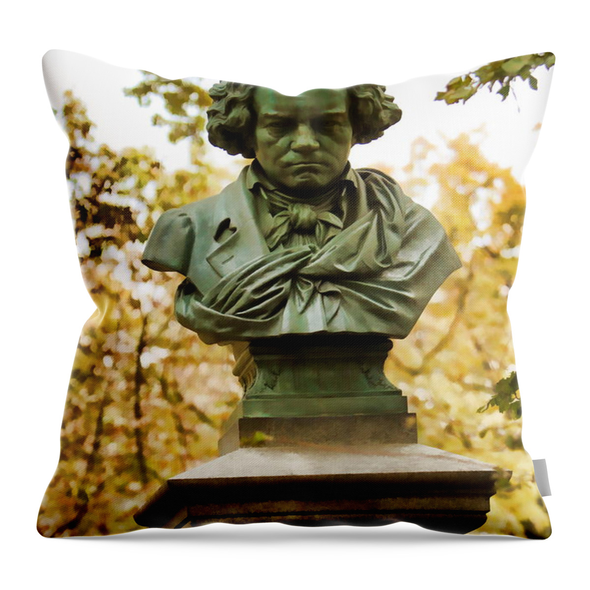 Beethoven Statue Central Park New York Throw Pillow featuring the photograph Beethoven In Central Park by Alice Gipson