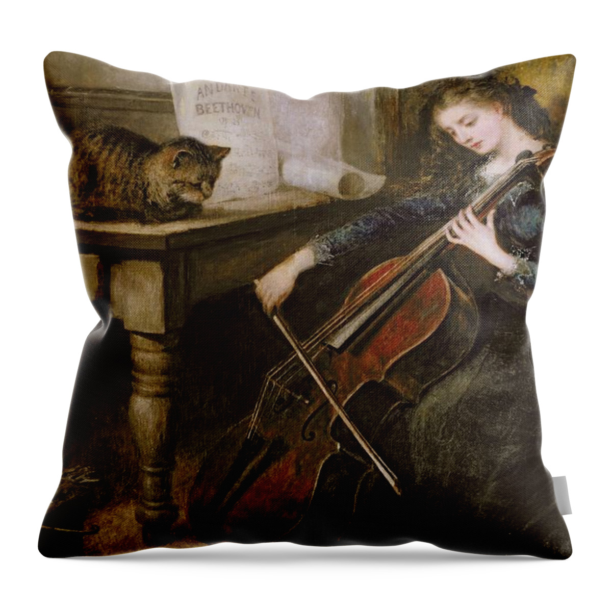 Beethoven Throw Pillow featuring the painting Beethovens Andante by John Alfred Vintner