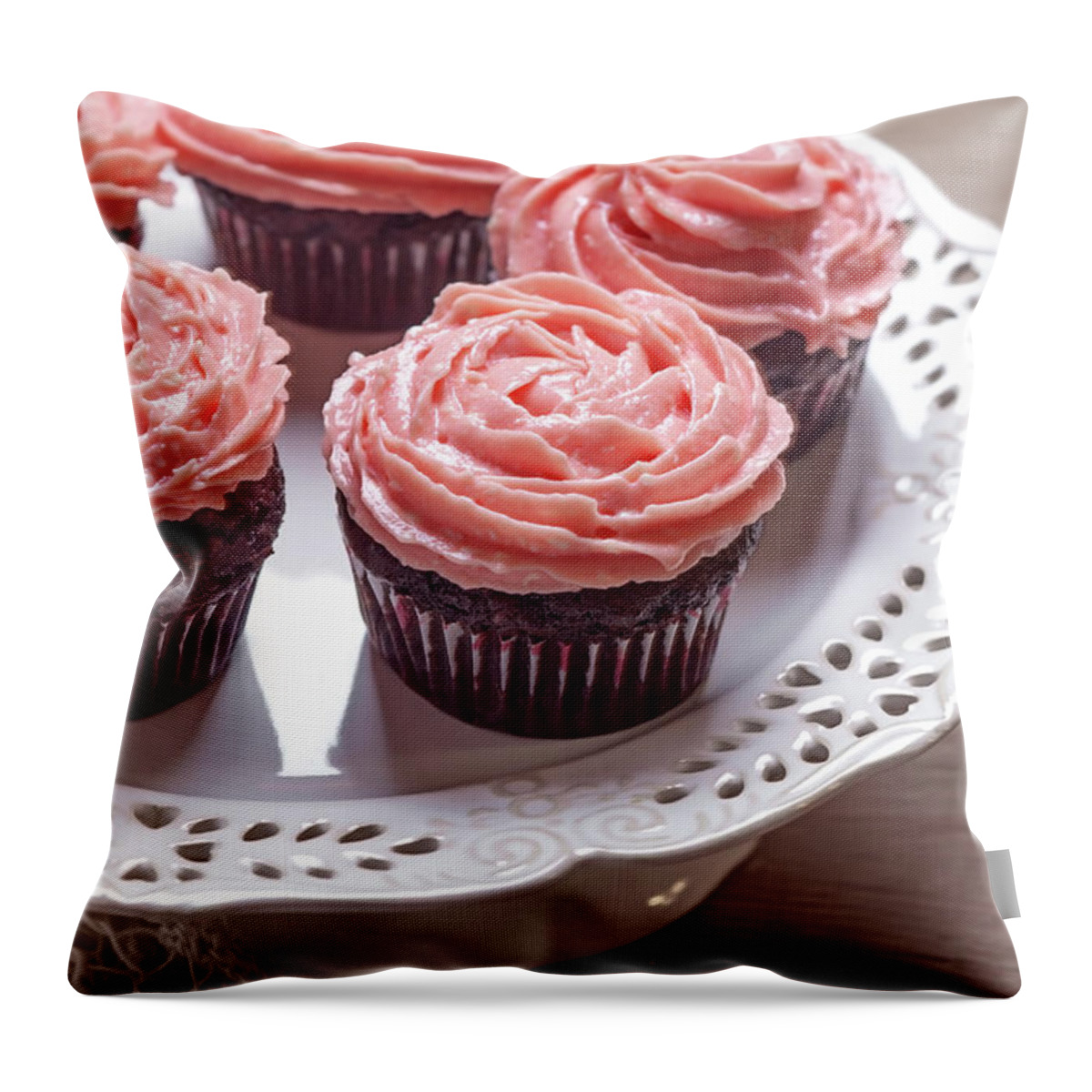 Bulgaria Throw Pillow featuring the photograph Beetroot & Chocolate Cupcakes by Kemi H Photography