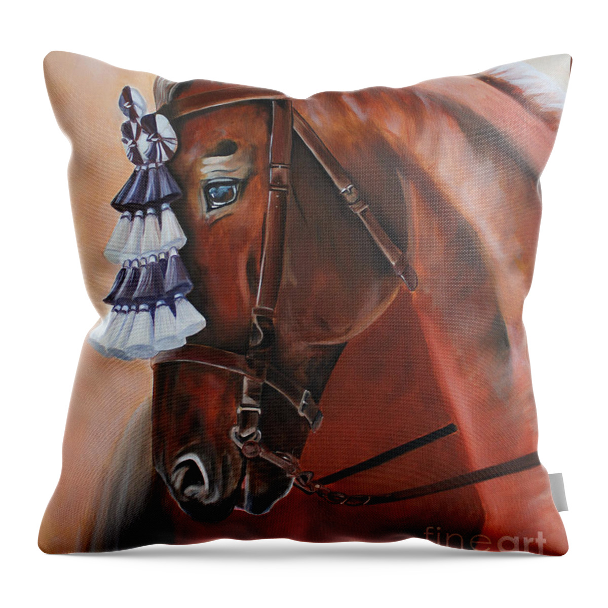 Dressage Throw Pillow featuring the painting Before the Show by Debbie Hart