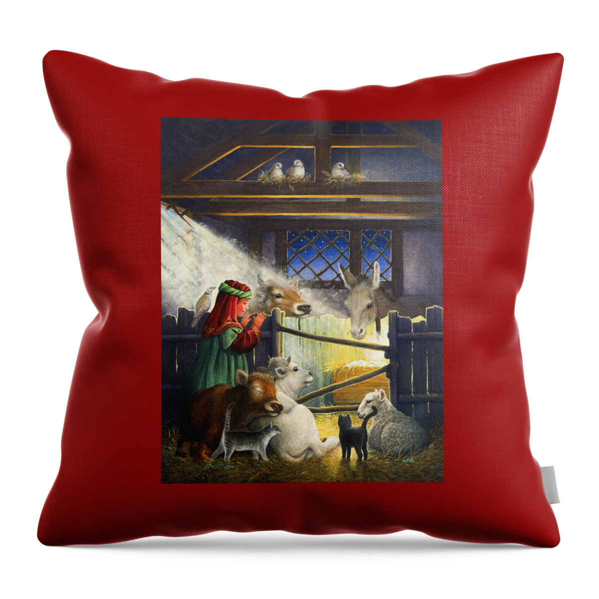 Manger Throw Pillow featuring the painting Behold the Child by Lynn Bywaters
