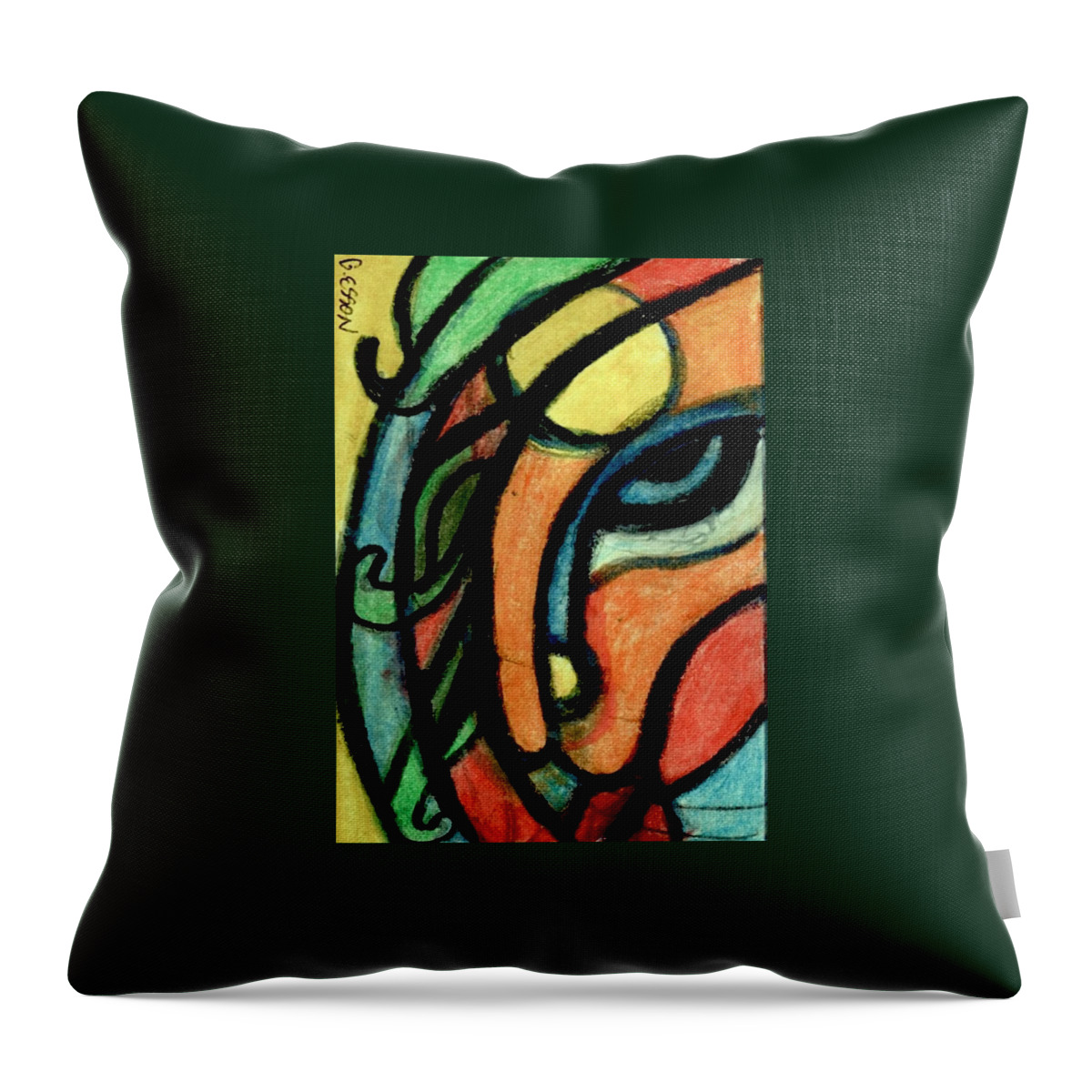 Face Throw Pillow featuring the painting Behold The Dragon Moon by Genevieve Esson