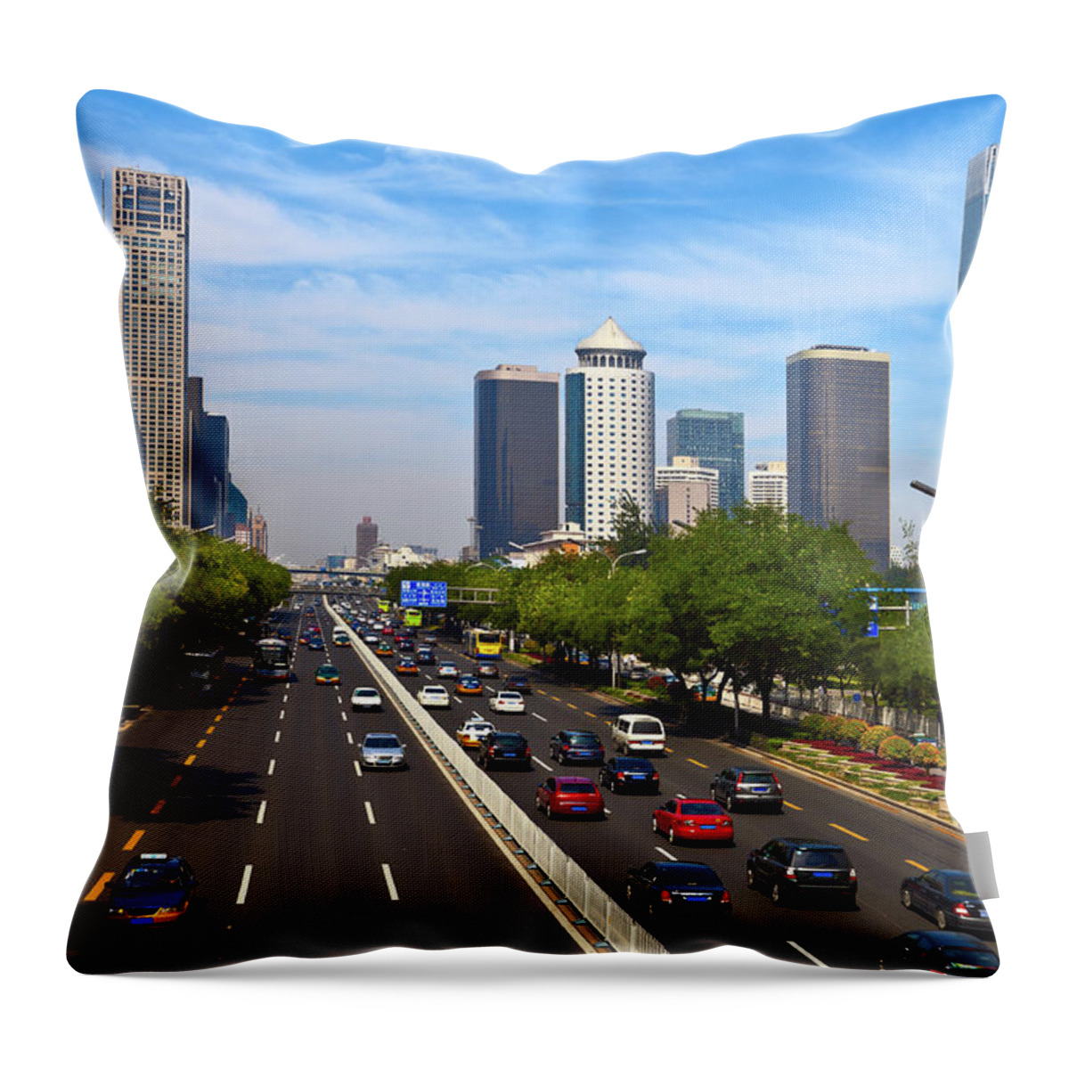 Chinese Culture Throw Pillow featuring the photograph Beijing Downtown District by Ithinksky