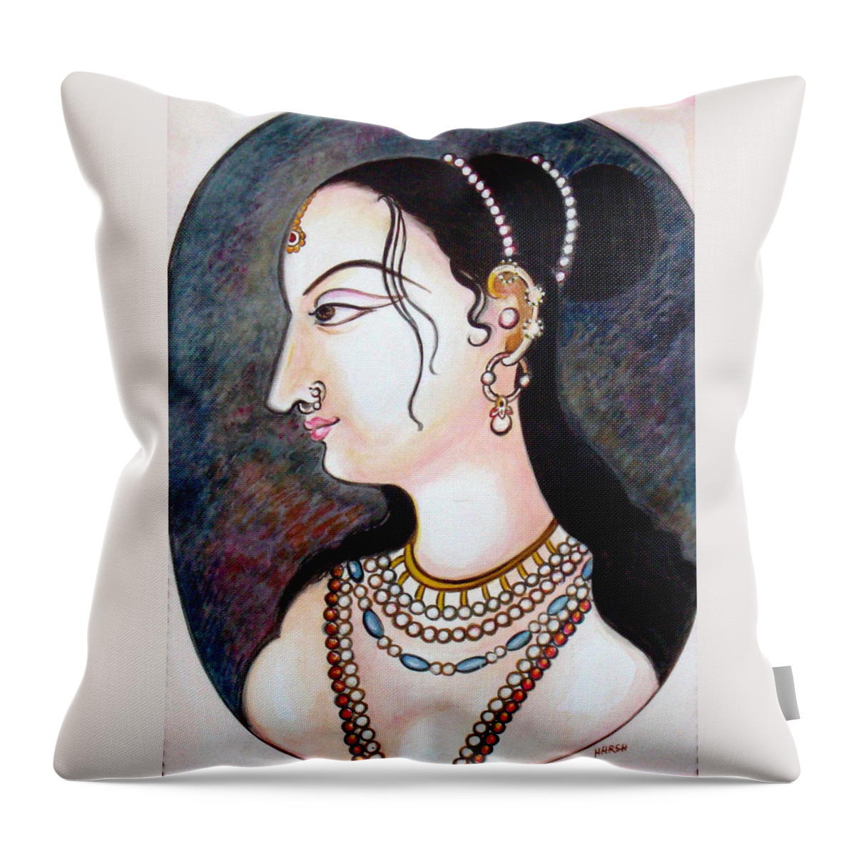 Bejeweled Throw Pillow featuring the painting Bejewelled by Harsh Malik