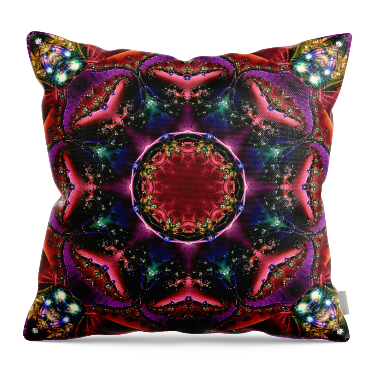 Kaleidoscope Throw Pillow featuring the digital art Bejewelled Mandala No 3 by Charmaine Zoe