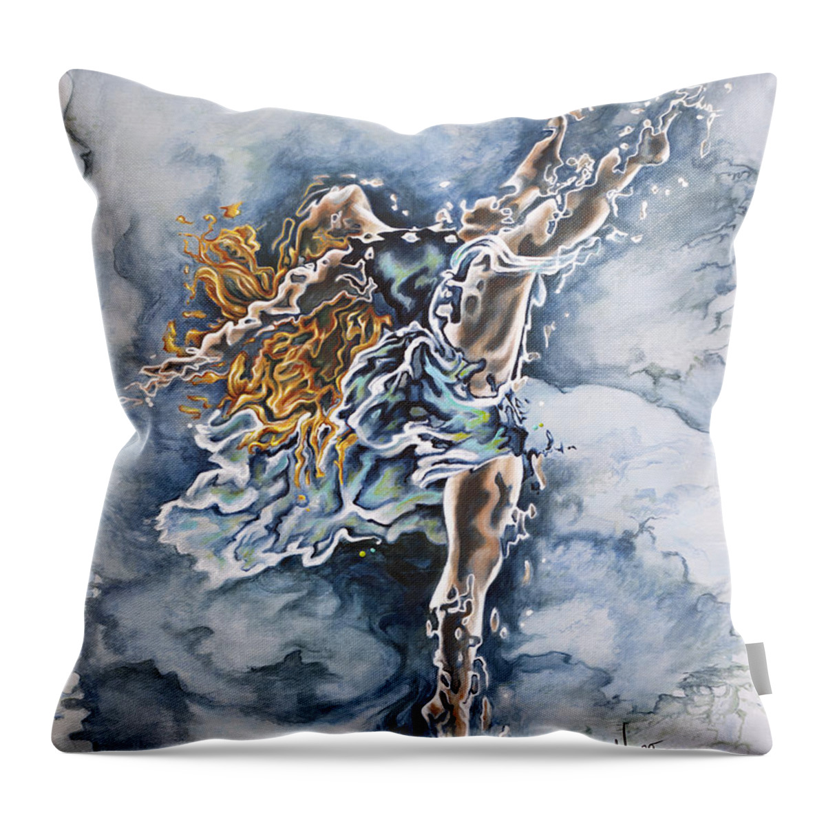 Ballet Throw Pillow featuring the painting Believe by Karina Llergo