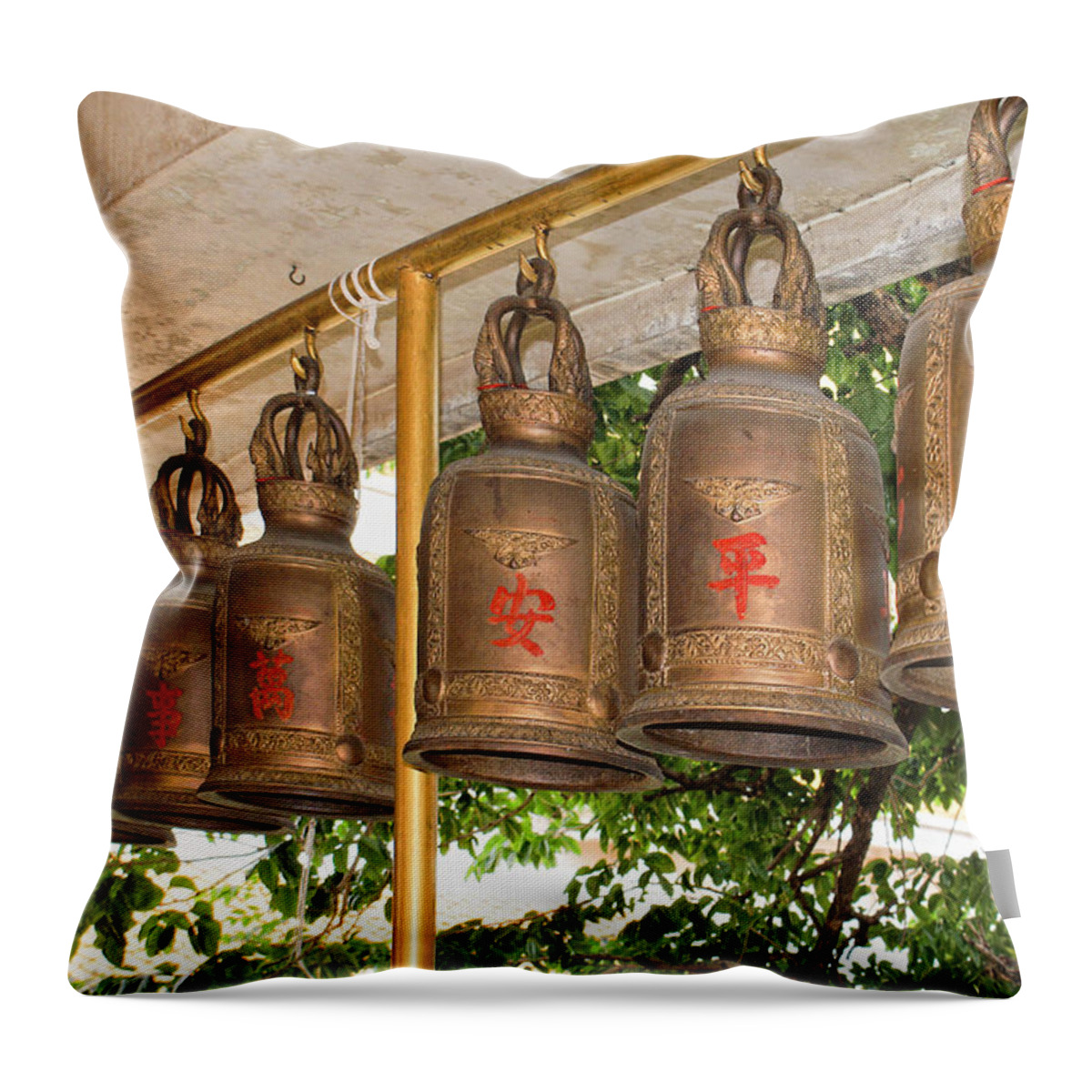 Bangkok Throw Pillow featuring the digital art Bells by Carol Ailles