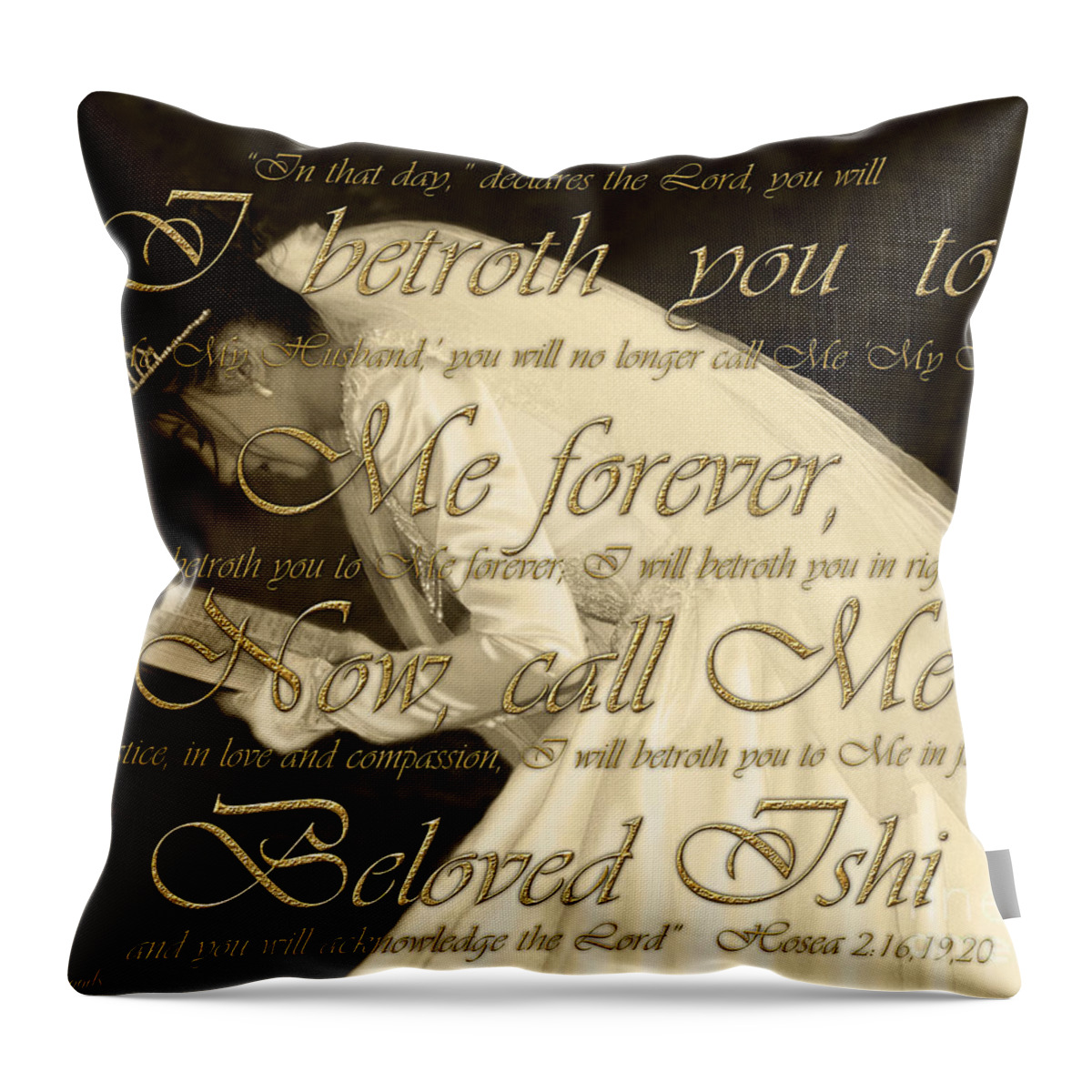 Jewish Bride Throw Pillow featuring the digital art Betrothed To God by Constance Woods