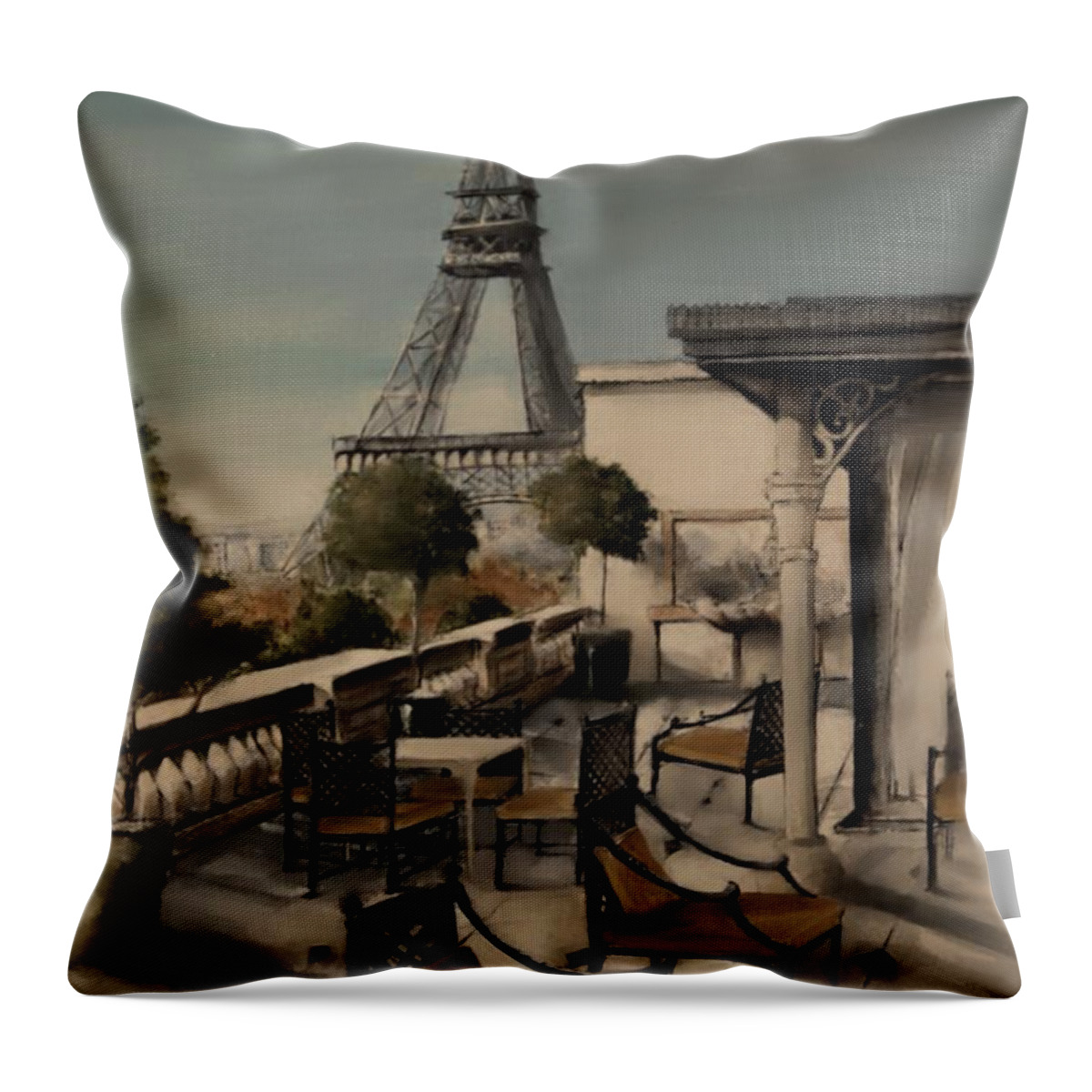 Diane Strain Throw Pillow featuring the painting Beneath the Tower  Number 1 by Diane Strain