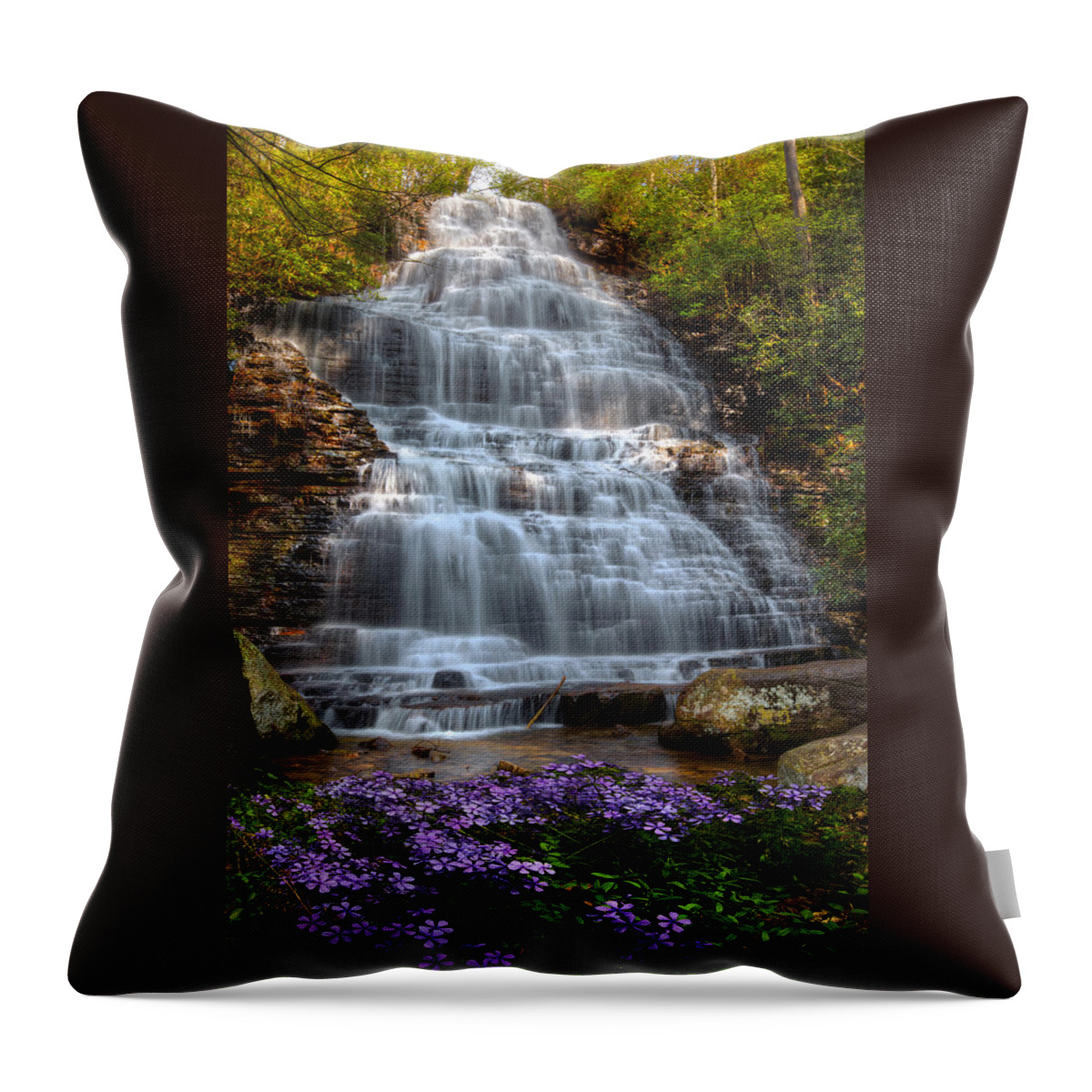 Appalachia Throw Pillow featuring the photograph Benton Falls in Spring by Debra and Dave Vanderlaan