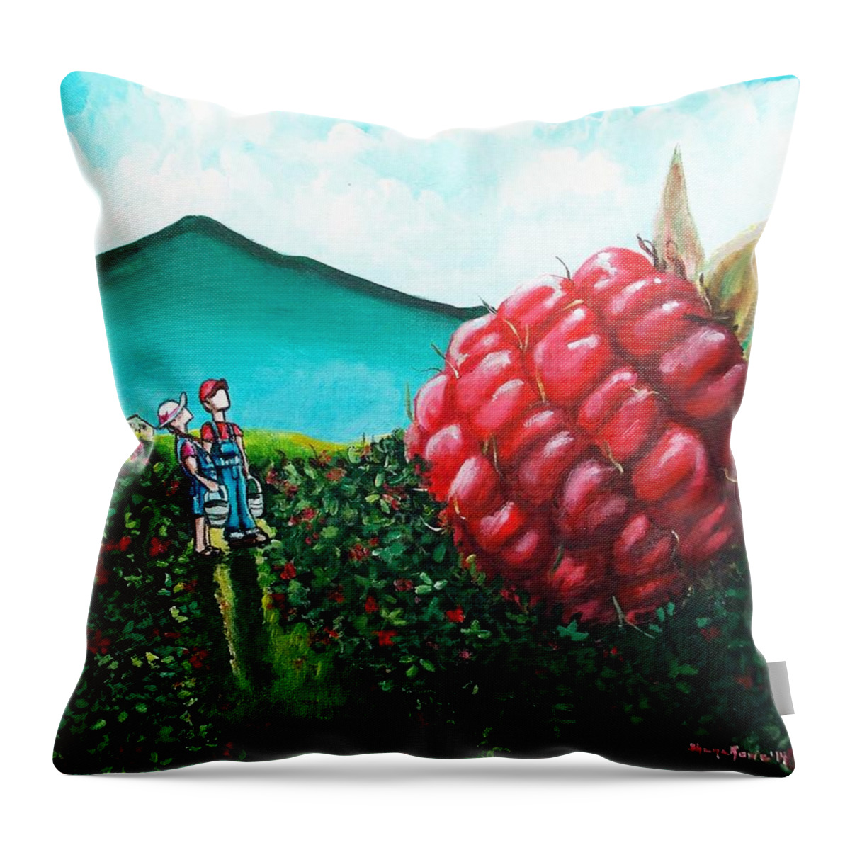 Berry Throw Pillow featuring the painting Berried Alive by Shana Rowe Jackson