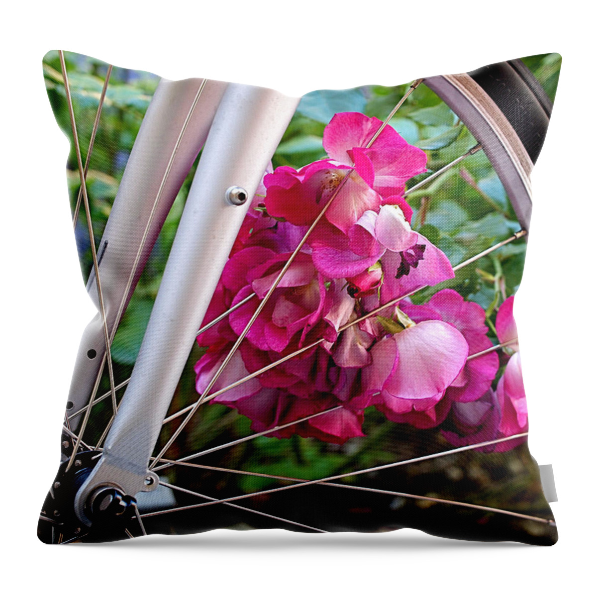 Bicycle Throw Pillow featuring the photograph Bespoke Flower Arrangement by Rona Black