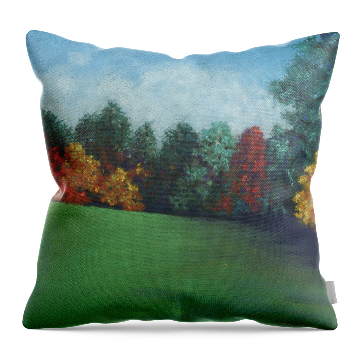Landscape Throw Pillow featuring the pastel Between the Rainstorms by Anne Katzeff