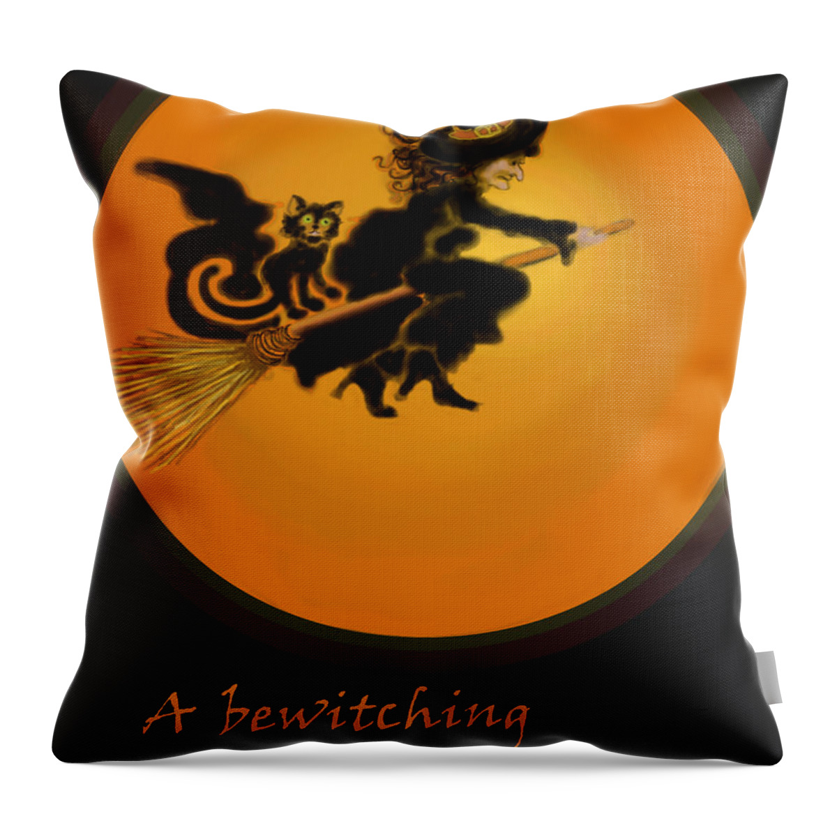 Halloween Throw Pillow featuring the painting Betwitched by Carol Jacobs