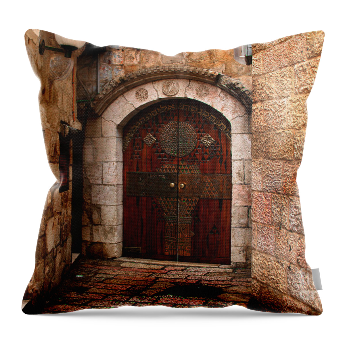 Arab Throw Pillow featuring the photograph Door in Jerusalem by Doc Braham