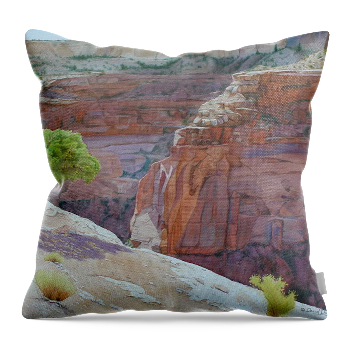 Desert Scene Throw Pillow featuring the painting Beyond Time at Painted Rock by Daniel Dayley