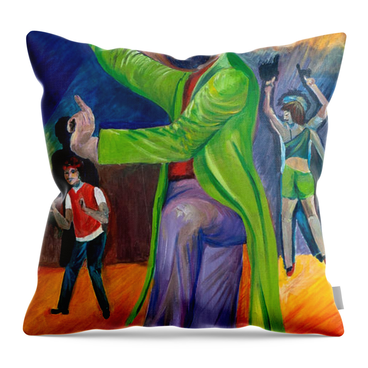 Bhangra Throw Pillow featuring the painting Bhangra Disco by Sarabjit Singh