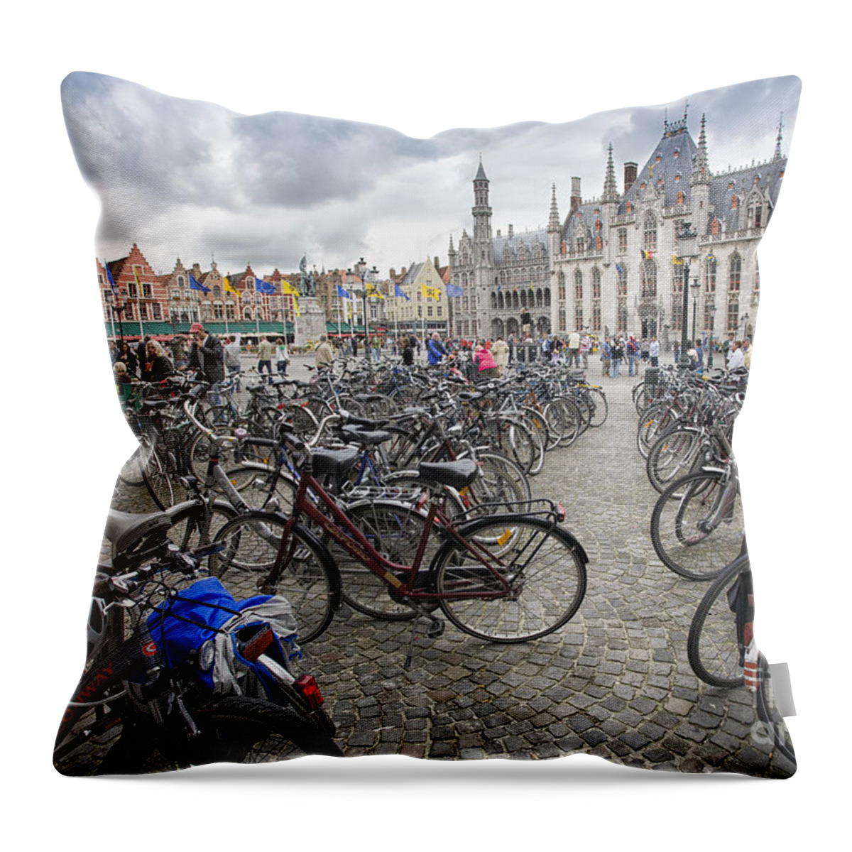 Brugge Throw Pillow featuring the photograph Bicycles in Brugge by Sheila Smart Fine Art Photography