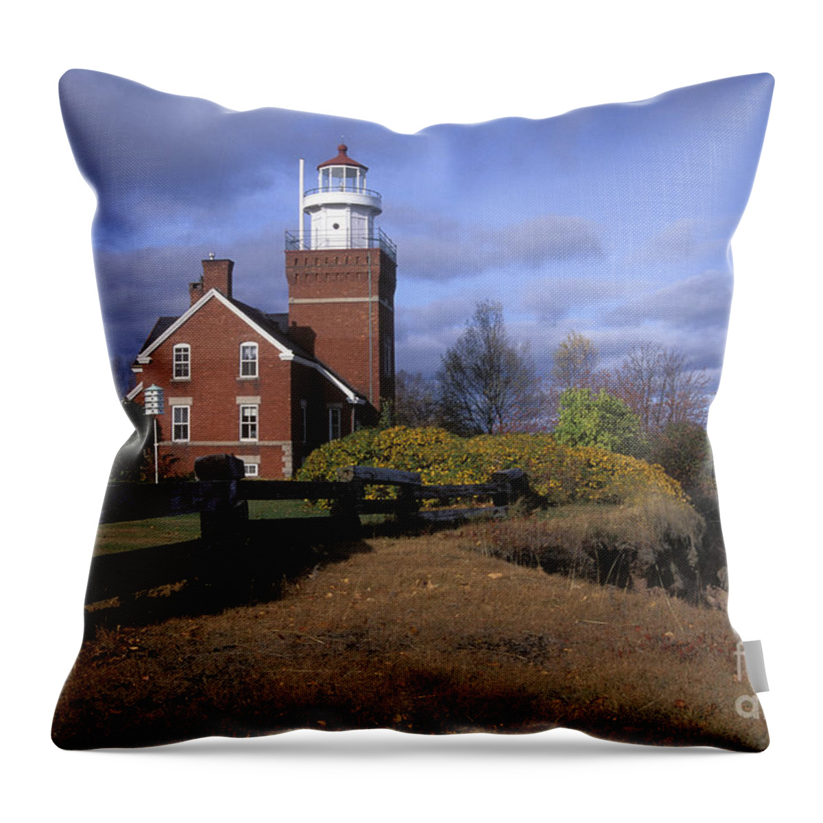 Big Throw Pillow featuring the photograph Big Bay Point Lighthouse - FS000622 by Daniel Dempster