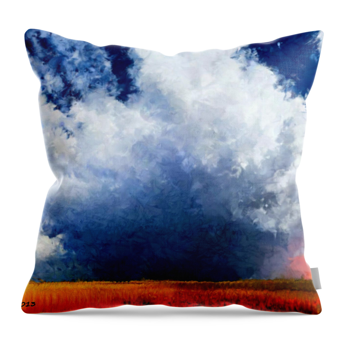Cloud Throw Pillow featuring the painting Big Cloud in a Field by Bruce Nutting