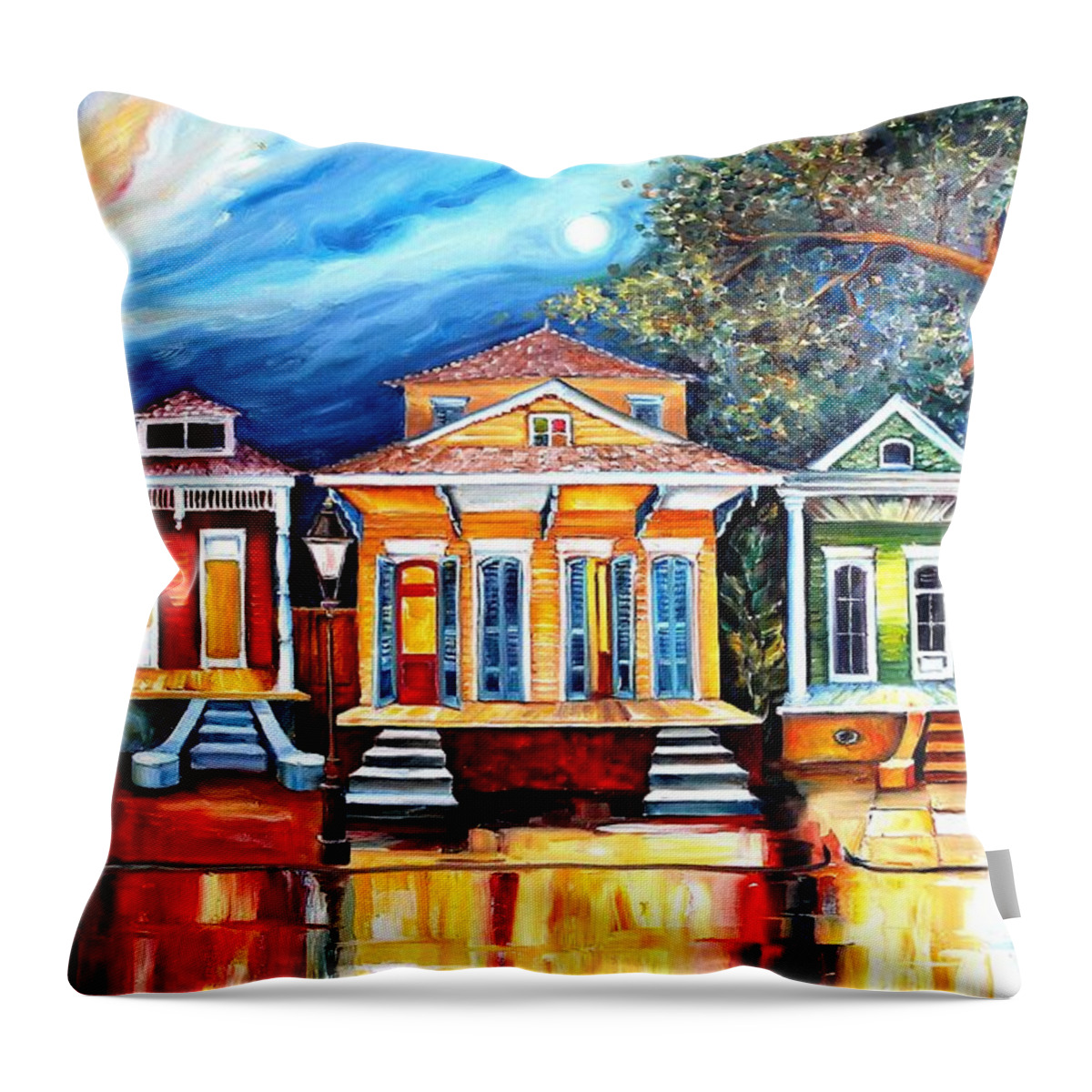 New Orleans Throw Pillow featuring the painting Big Easy Shotguns by Diane Millsap