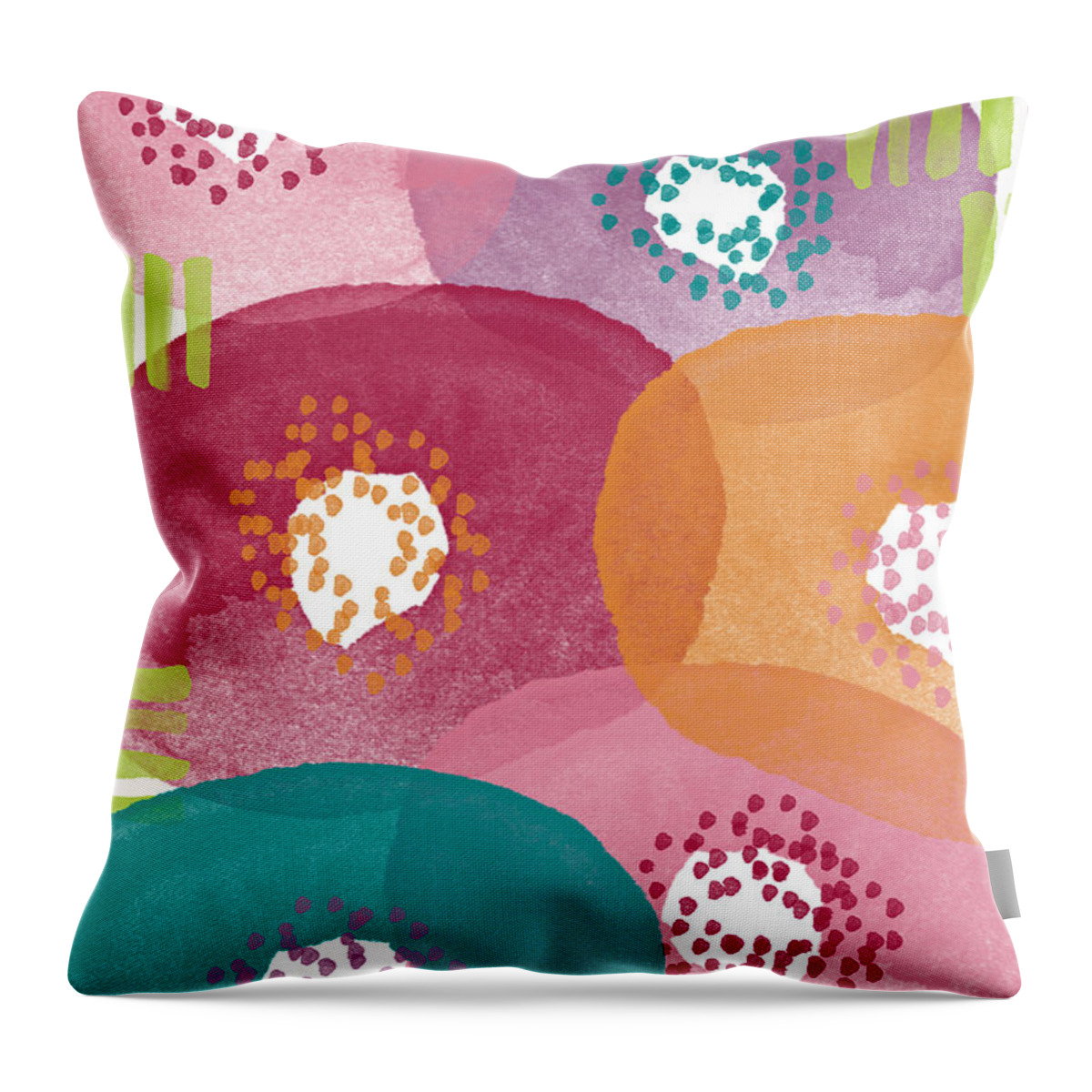 Flowers Throw Pillow featuring the painting Big Garden Blooms- abstract florwer art by Linda Woods
