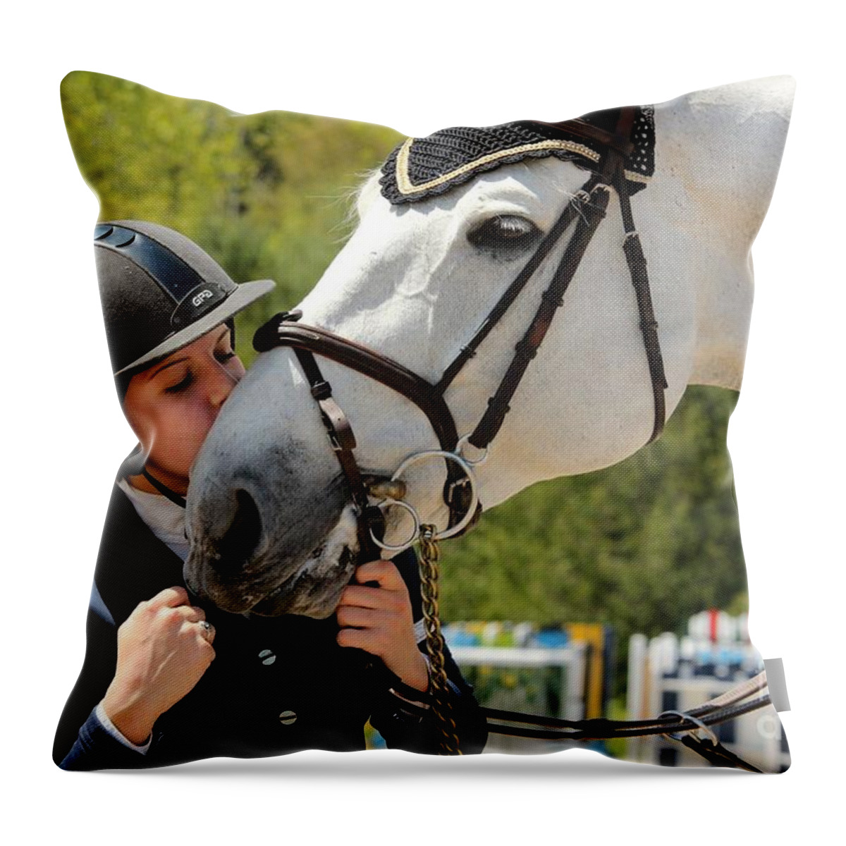 Horse Throw Pillow featuring the photograph Big Kisses by Janice Byer