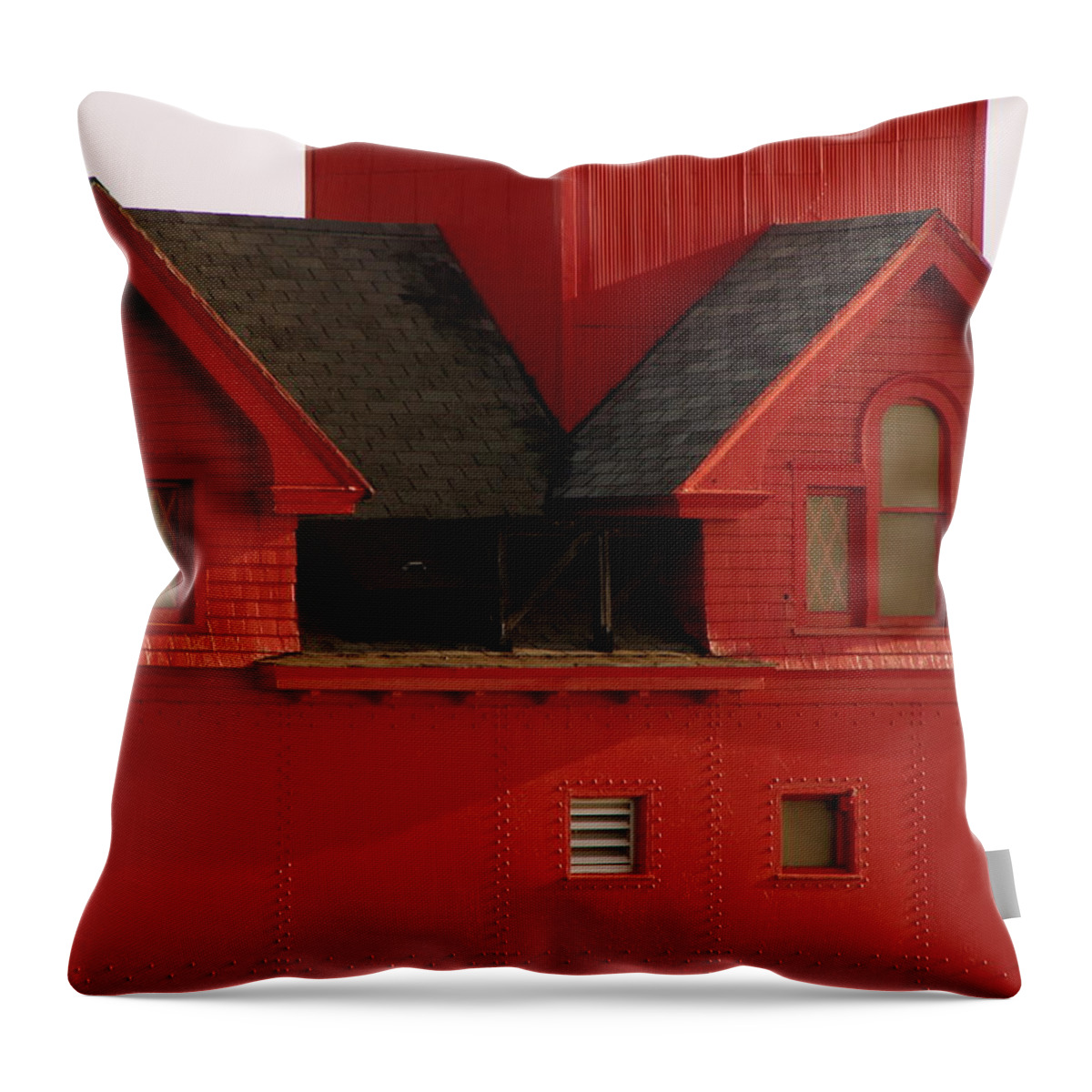 Windows Throw Pillow featuring the photograph Big Red Holland Harbor Light Michigan by Michelle Calkins