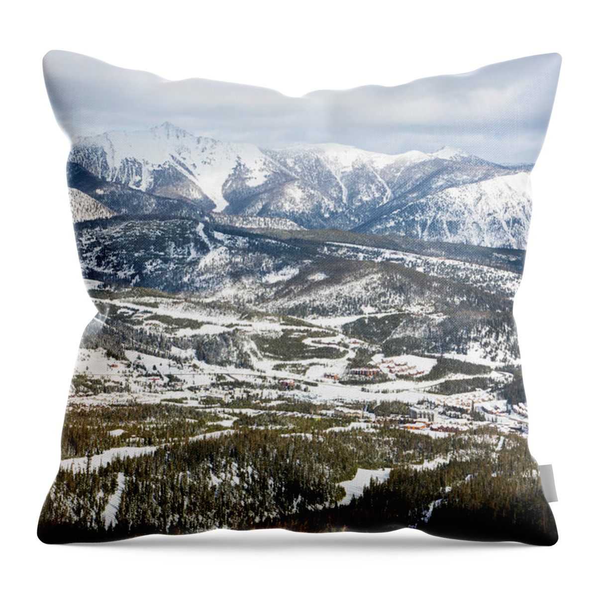 Beauty In Nature Throw Pillow featuring the photograph Big Sky Resort The Largest Ski Resort by Craig Moore