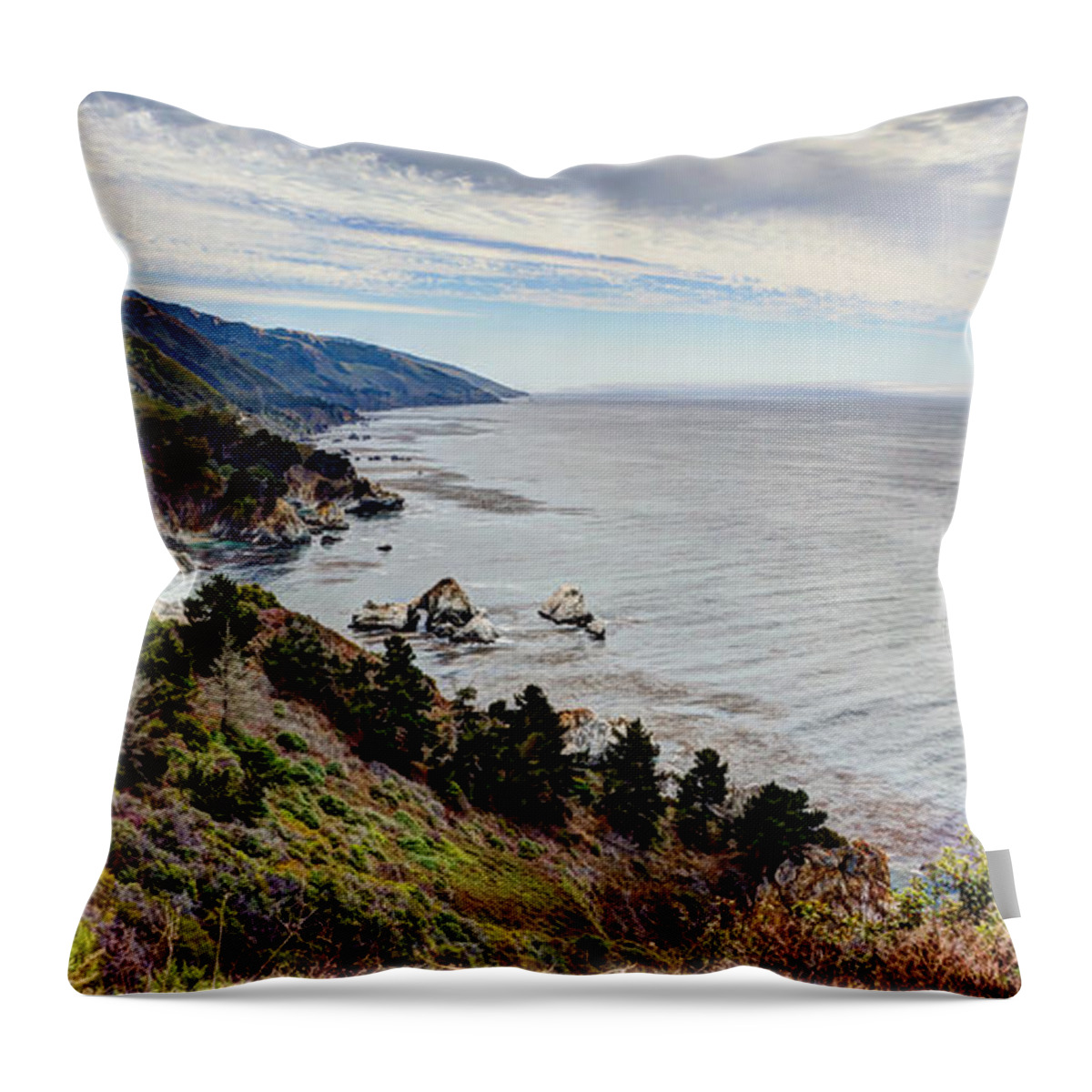 Beach Throw Pillow featuring the photograph Big Sur Serenity by Heidi Smith