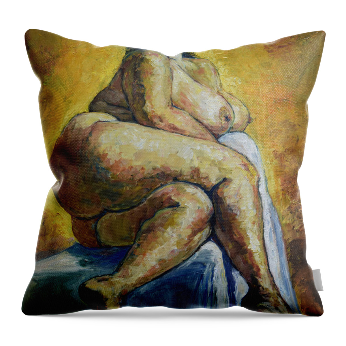 Raija Merila Throw Pillow featuring the painting Big Woman by Raija Merila