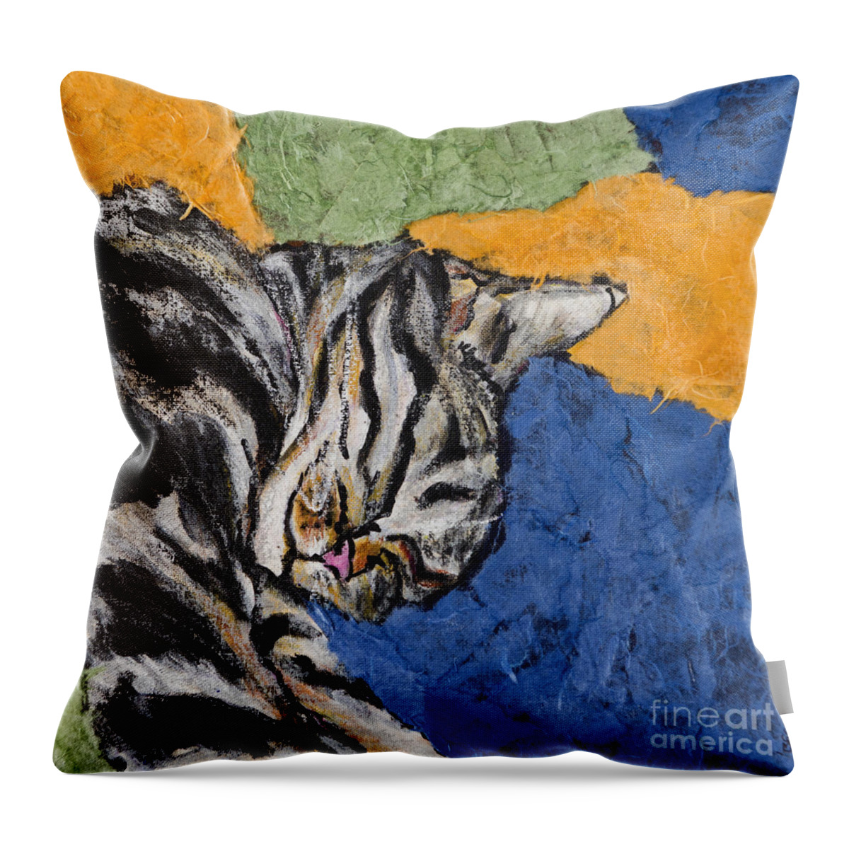 Cat Throw Pillow featuring the painting Bigboi Nash by Rebecca Weeks