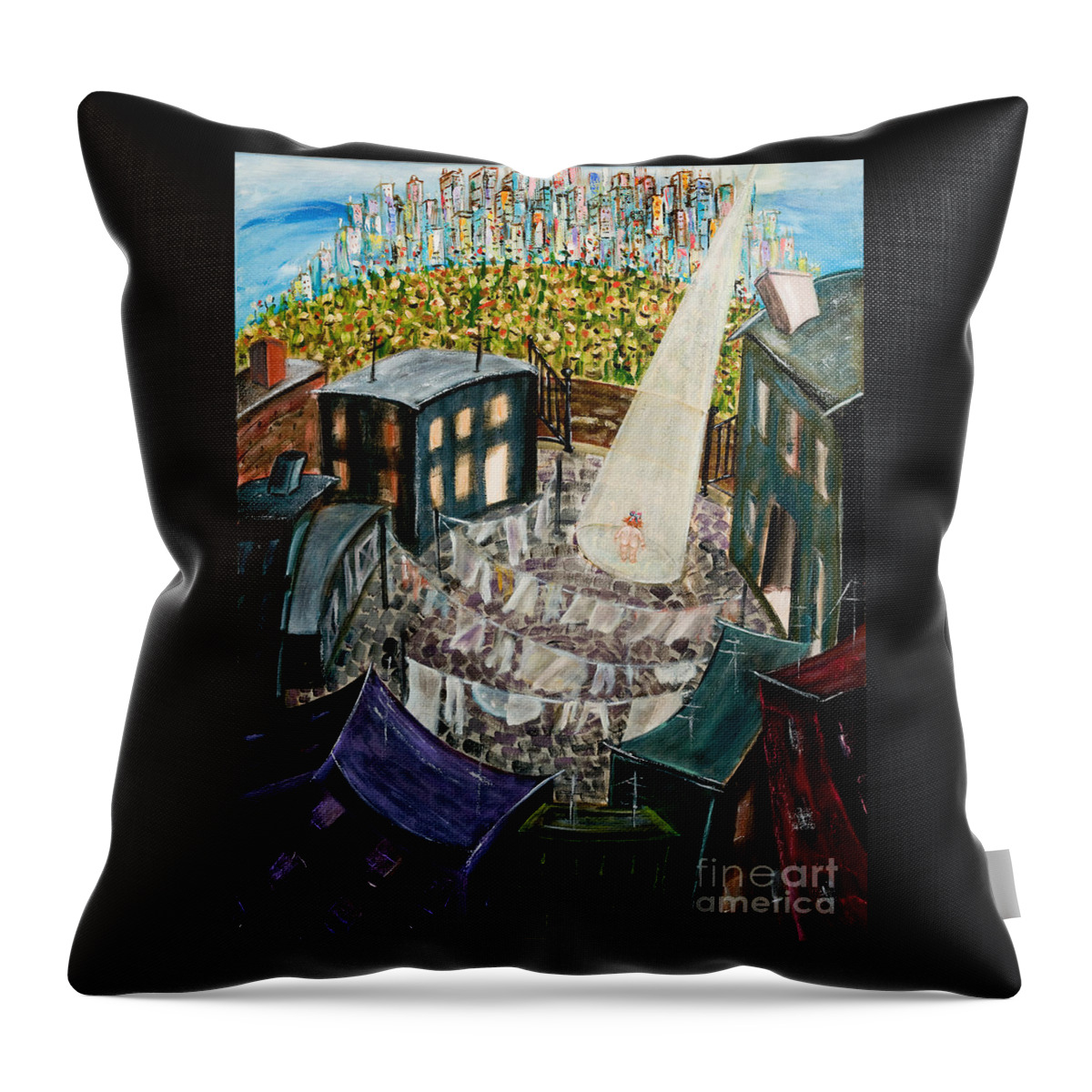 Story Telling Throw Pillow featuring the painting Bigger Than I by Olga Alexeeva