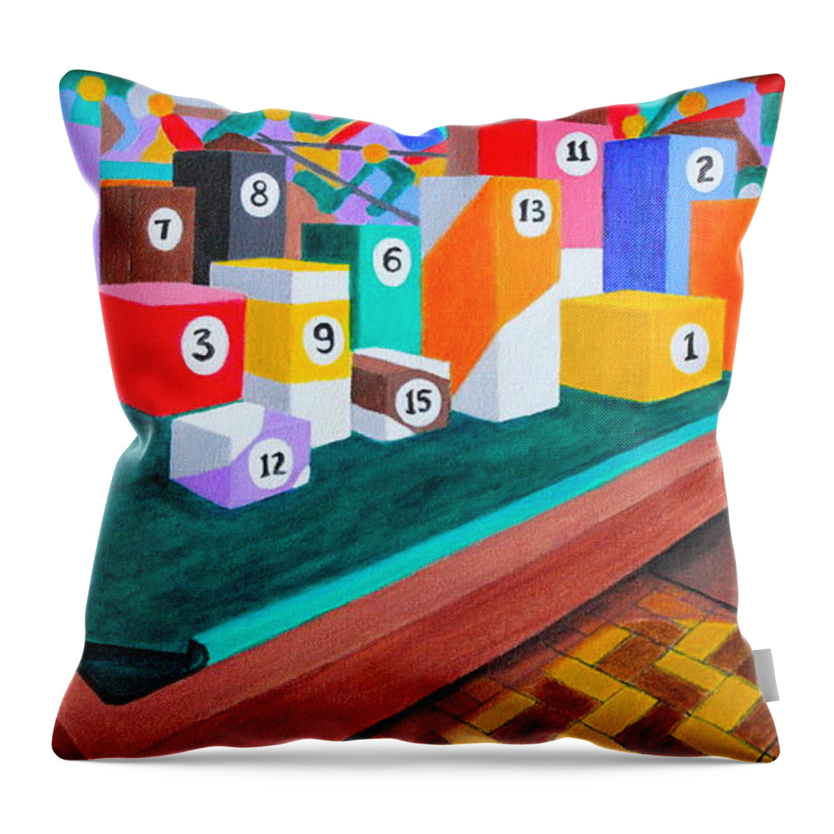 All Apparels Throw Pillow featuring the painting Billiard Table by Lorna Maza