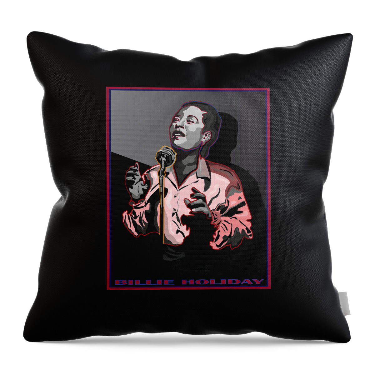 Billie Holiday Throw Pillow featuring the digital art Billie Holiday Jazz Singer by Larry Butterworth