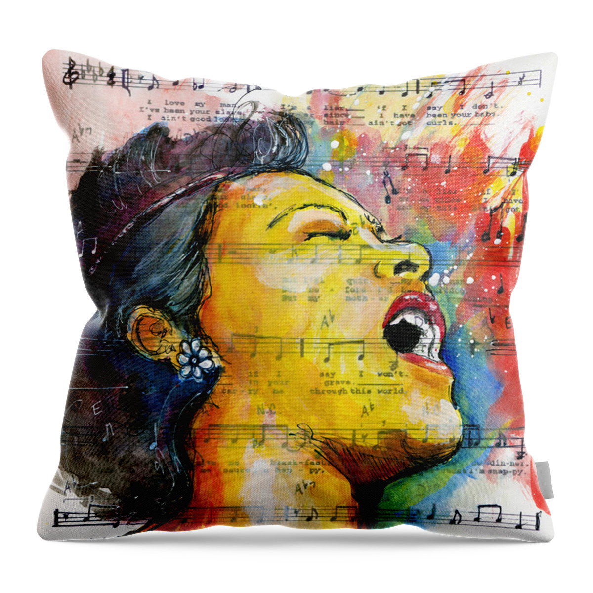 Jazz Throw Pillow featuring the digital art Billie's Blues by Howard Barry