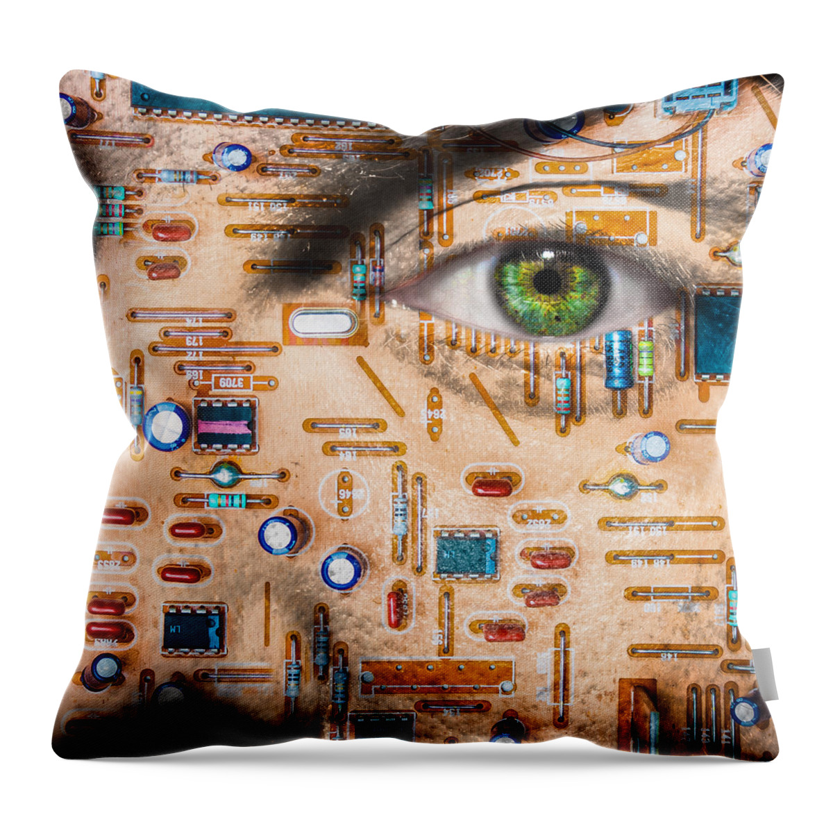 Eye Throw Pillow featuring the photograph Bionic Man by Semmick Photo