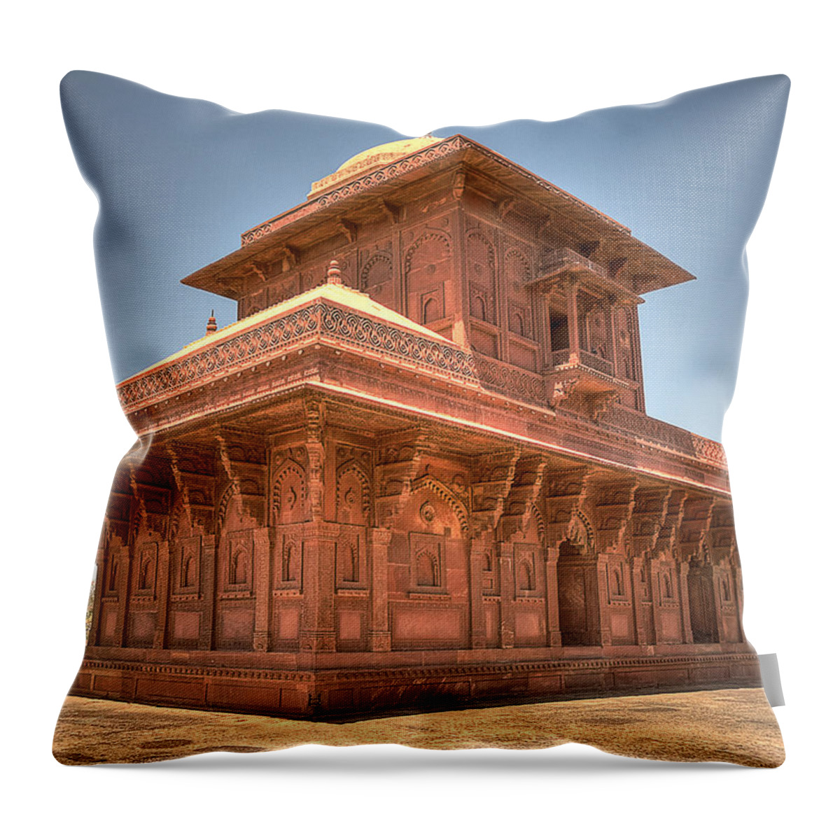 Arch Throw Pillow featuring the photograph Birbals House, Fatehpur Sikri by Mukul Banerjee Photography