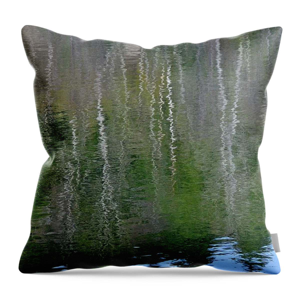 Pond Reflections Photographs Throw Pillow featuring the photograph Birch Trees Reflected in Pond by Phyllis Meinke