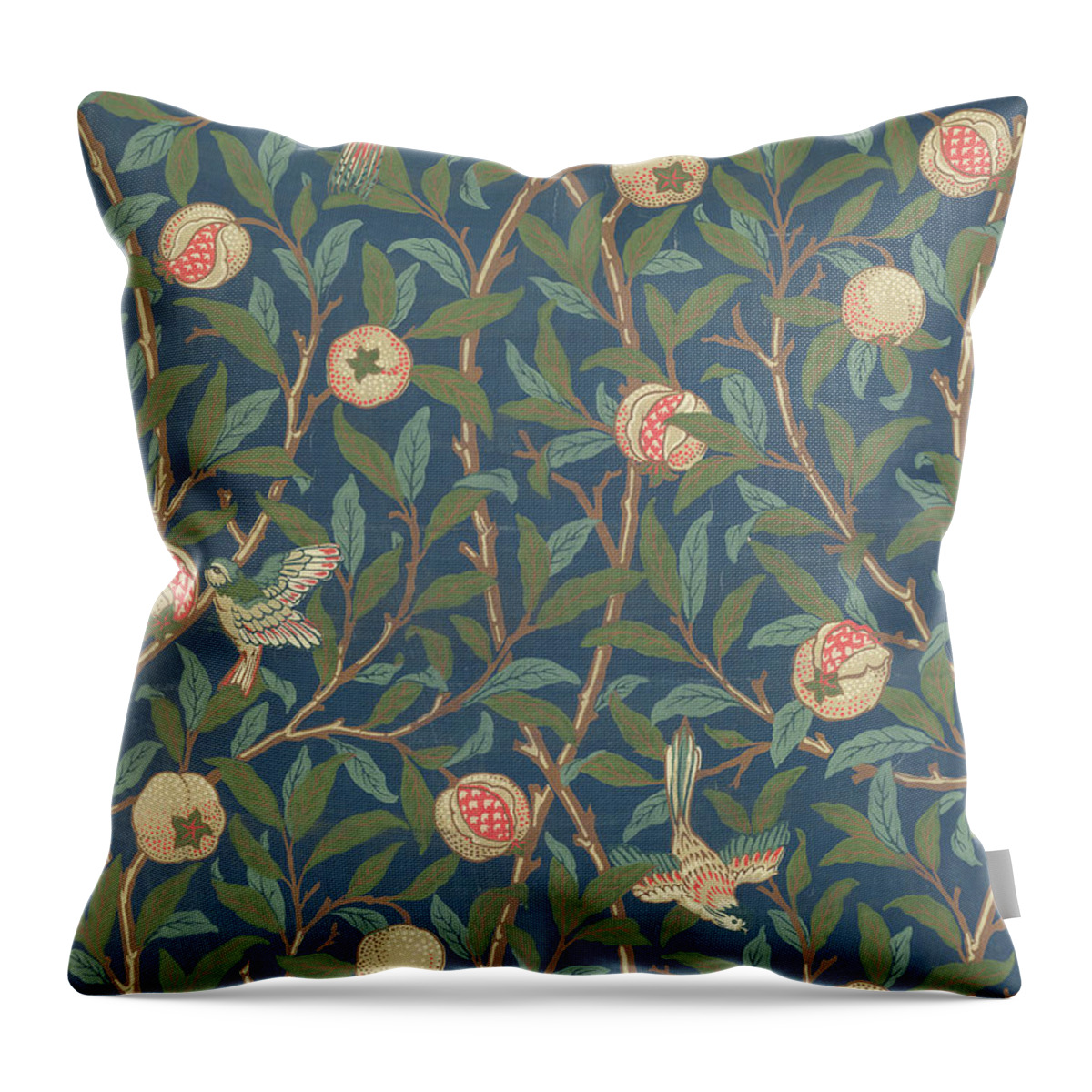 Arts And Crafts Movement Throw Pillow featuring the tapestry - textile Bird and Pomegranate by William Morris