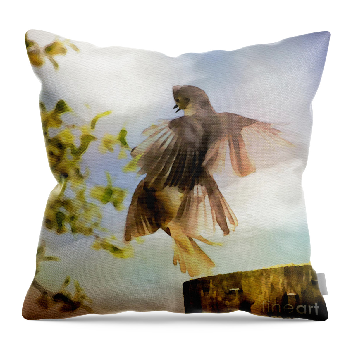 Bird Throw Pillow featuring the photograph Bird Dance by Kerri Farley