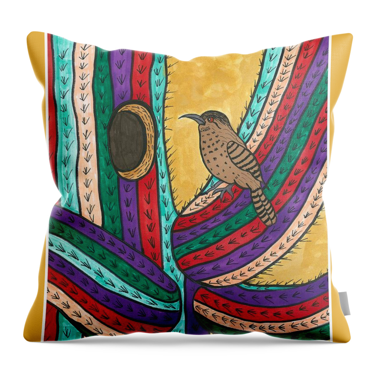 Bird Throw Pillow featuring the painting Bird House by Susie Weber