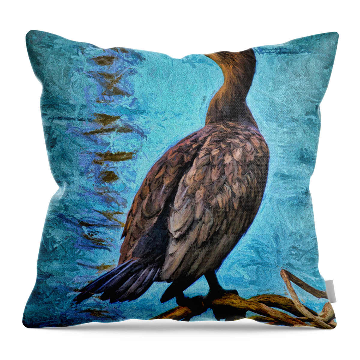 Deborah Benoit Throw Pillow featuring the painting Bird On A Limb by Deborah Benoit