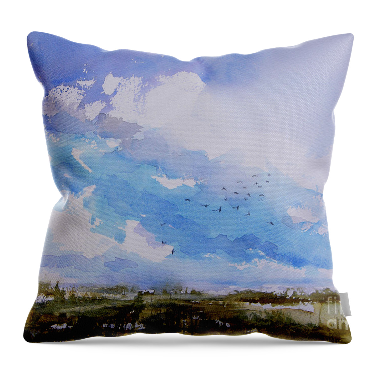 Art Throw Pillow featuring the painting Birds rising II by Julianne Felton