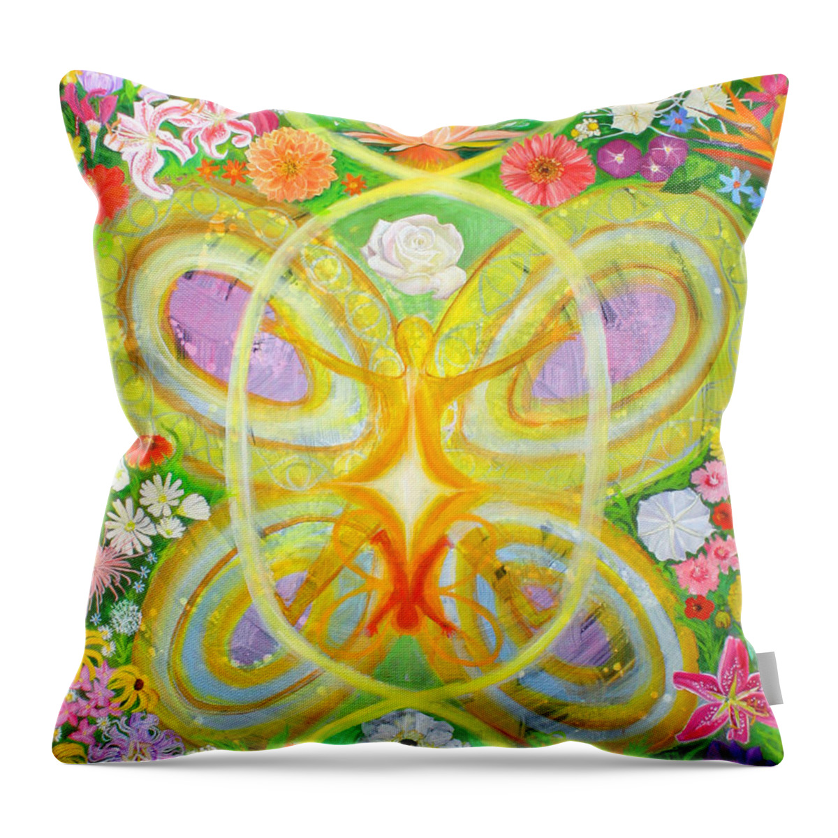 Flowers Throw Pillow featuring the painting Birth by Anne Cameron Cutri